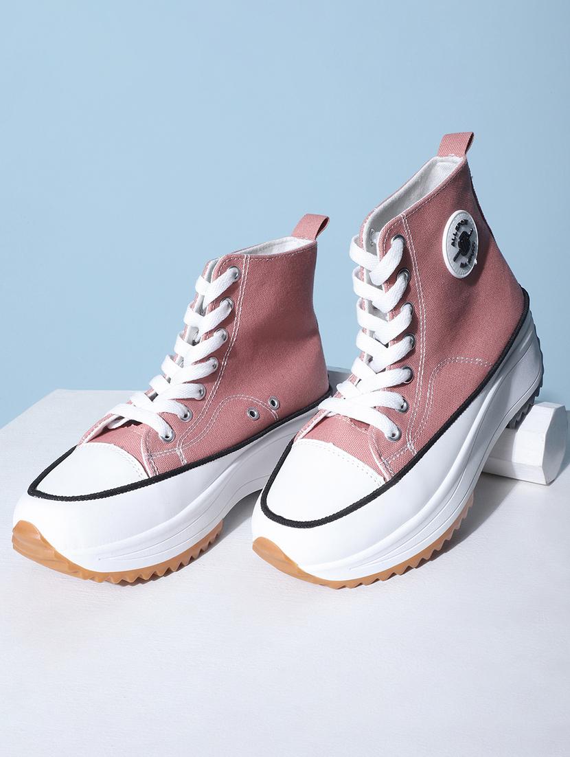 pink canvas laceup sneakers - 20425600 -  Zoom Image - 0