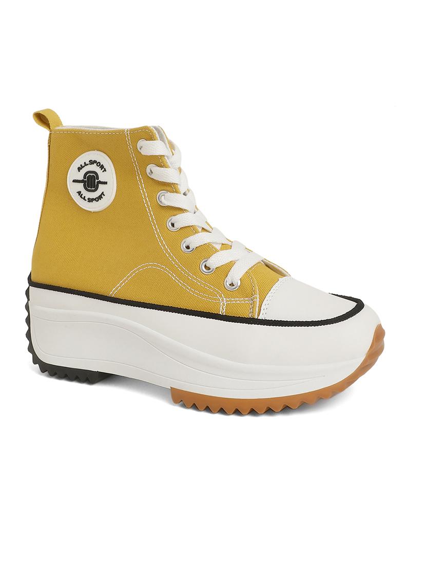 yellow canvas laceup sneakers - 20425602 -  Standard Image - 1