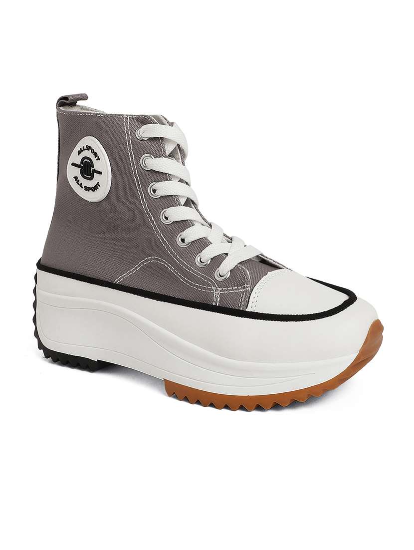 grey canvas laceup sneakers - 20425603 - Standard Image - 1