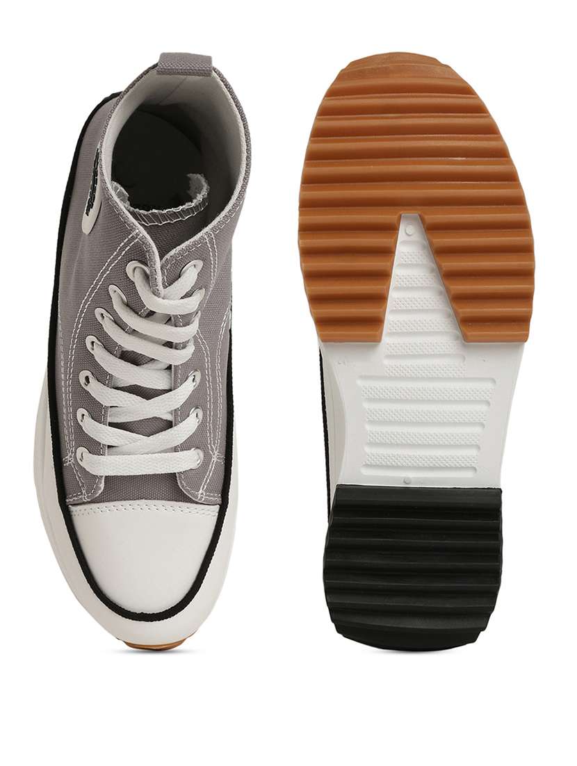 grey canvas laceup sneakers - 20425603 - Standard Image - 4
