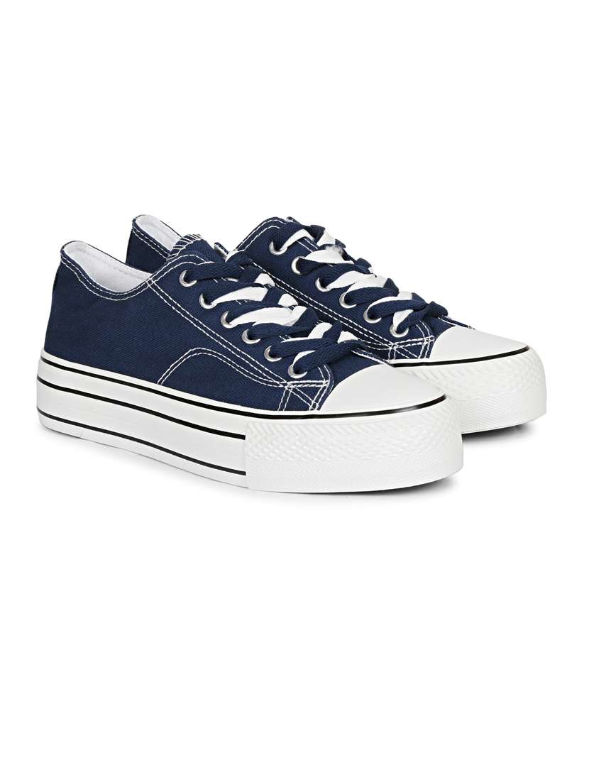navy canvas laceup sneakers - 20425608 -  Standard Image - 1