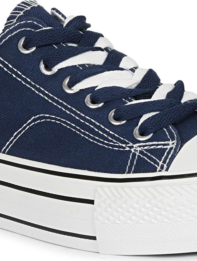navy canvas laceup sneakers - 20425608 - Standard Image - 4