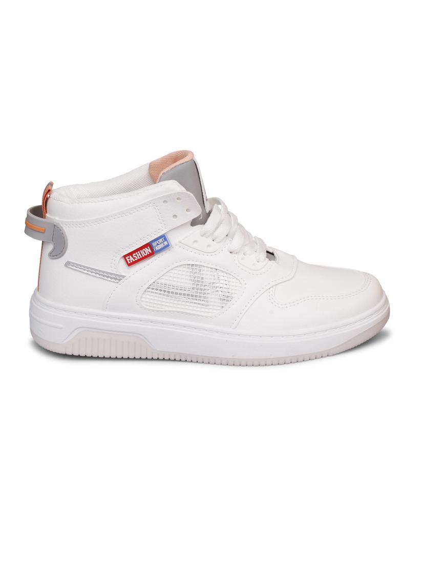 women solid white high ankle lace-up sneaker - 20425634 -  Standard Image - 1