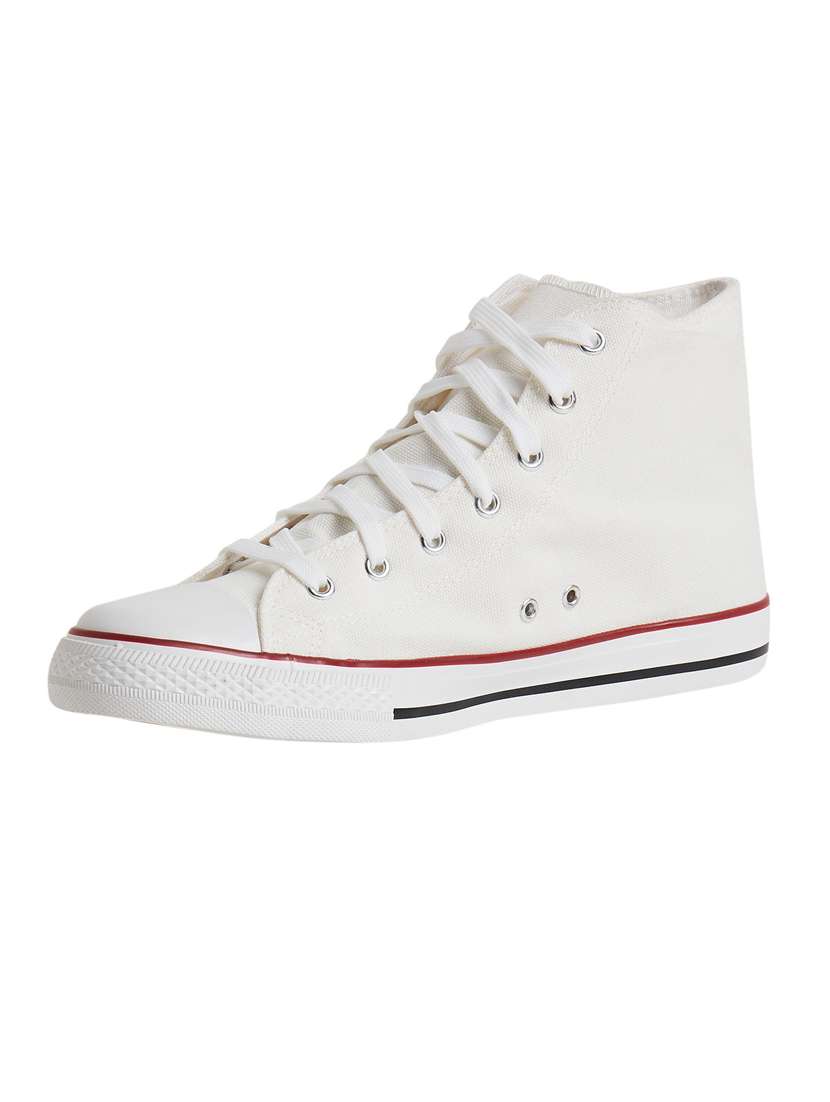 white canvas laceup sneakers - 20425643 -  Standard Image - 1