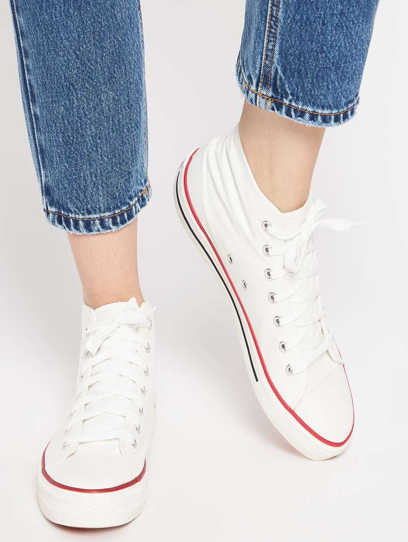 white canvas laceup sneakers - 20425651 -  Standard Image - 4