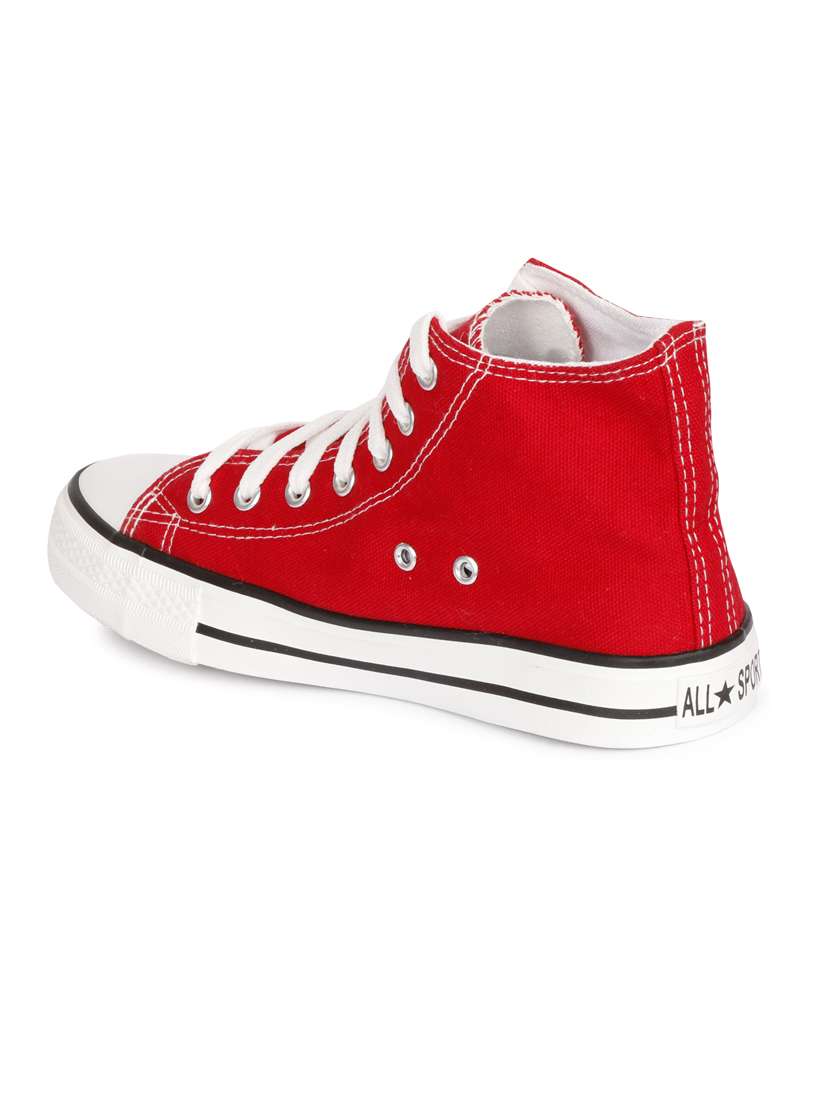 red canvas laceup sneakers - 20425652 -  Standard Image - 1