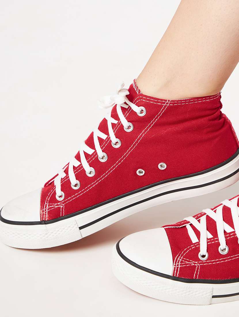 red canvas laceup sneakers - 20425652 -  Standard Image - 4