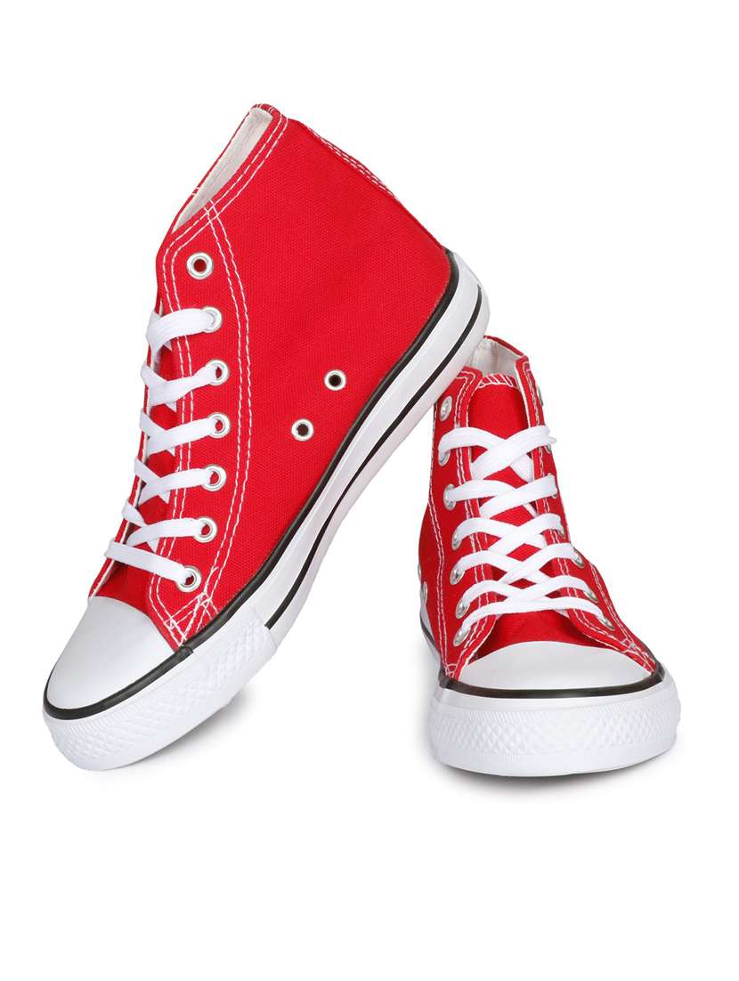 red canvas laceup sneakers - 20425656 -  Standard Image - 4