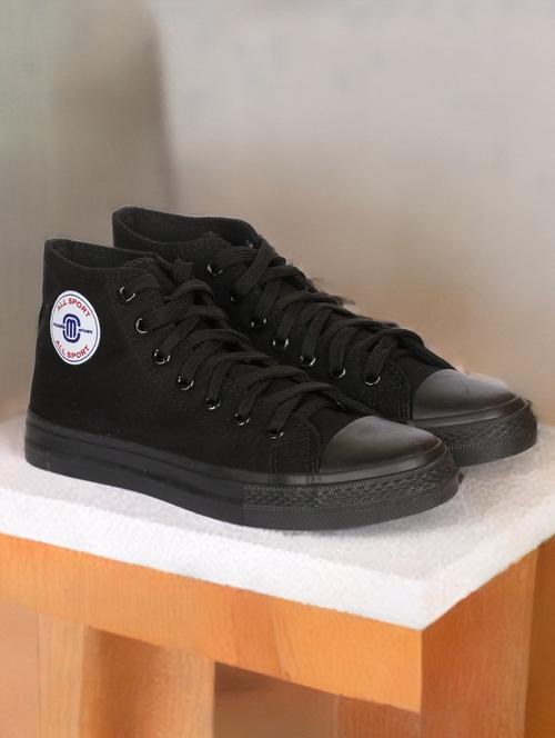 black canvas laceup sneakers - 20425660 -  Standard Image - 0