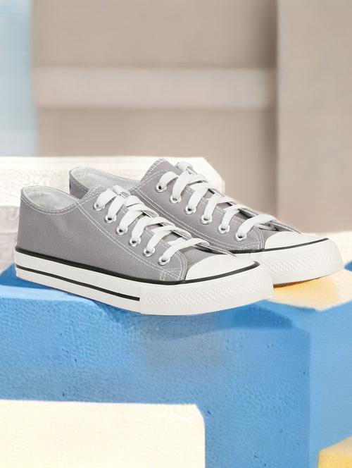 grey canvas laceup sneakers - 20425661 -  Standard Image - 0