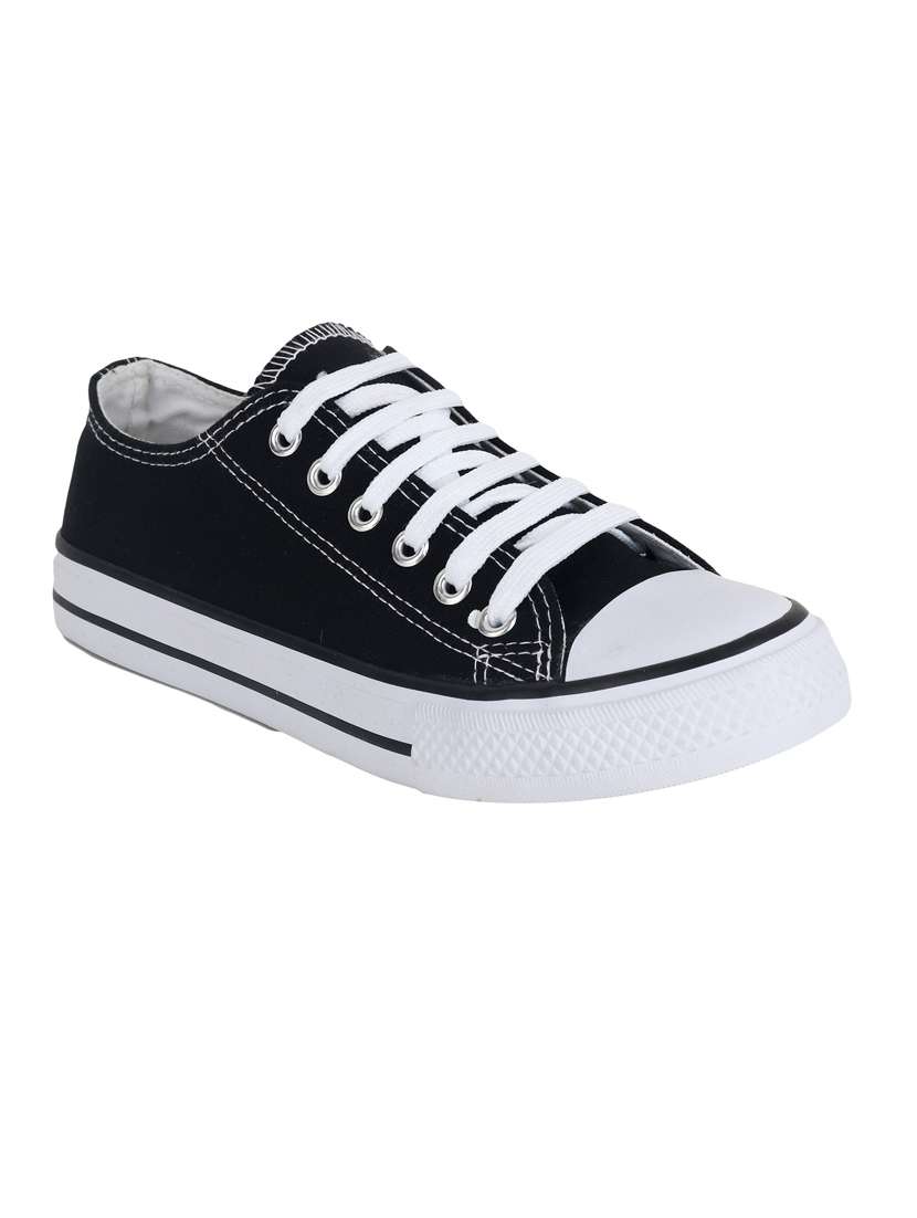 women solid black lace-up sneaker - 20425664 -  Standard Image - 1
