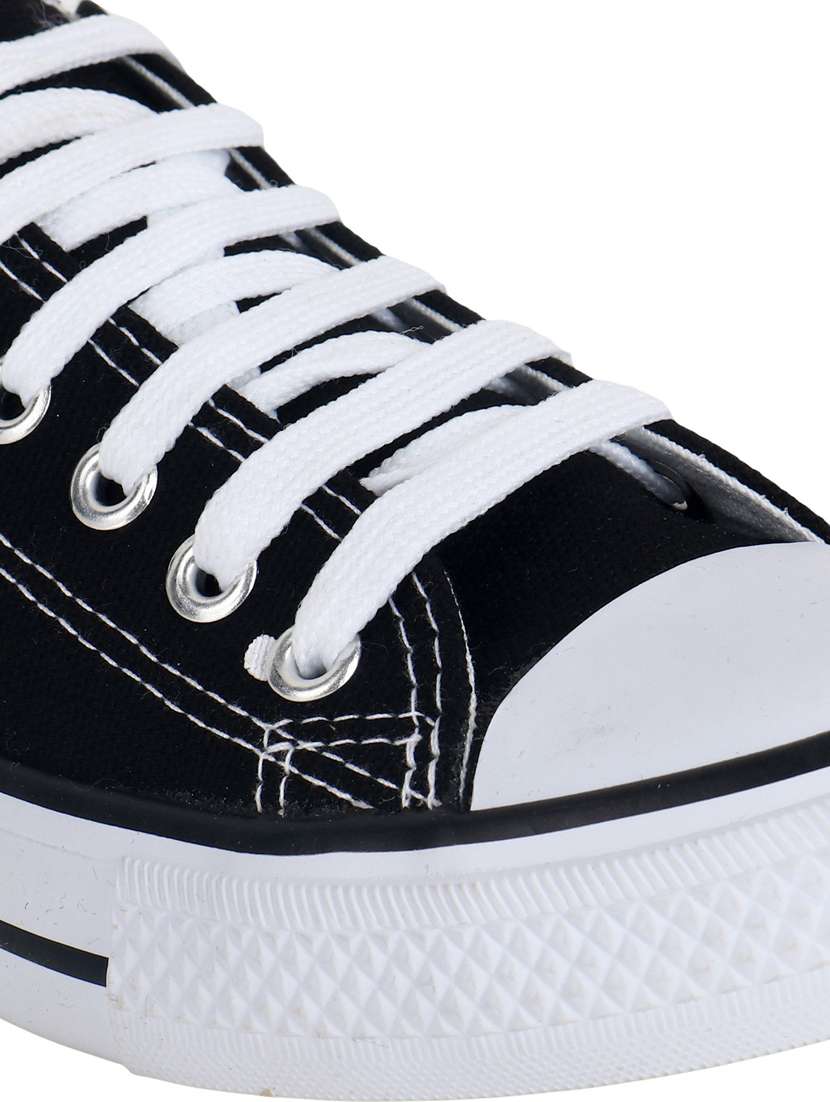 women solid black lace-up sneaker - 20425664 -  Standard Image - 4