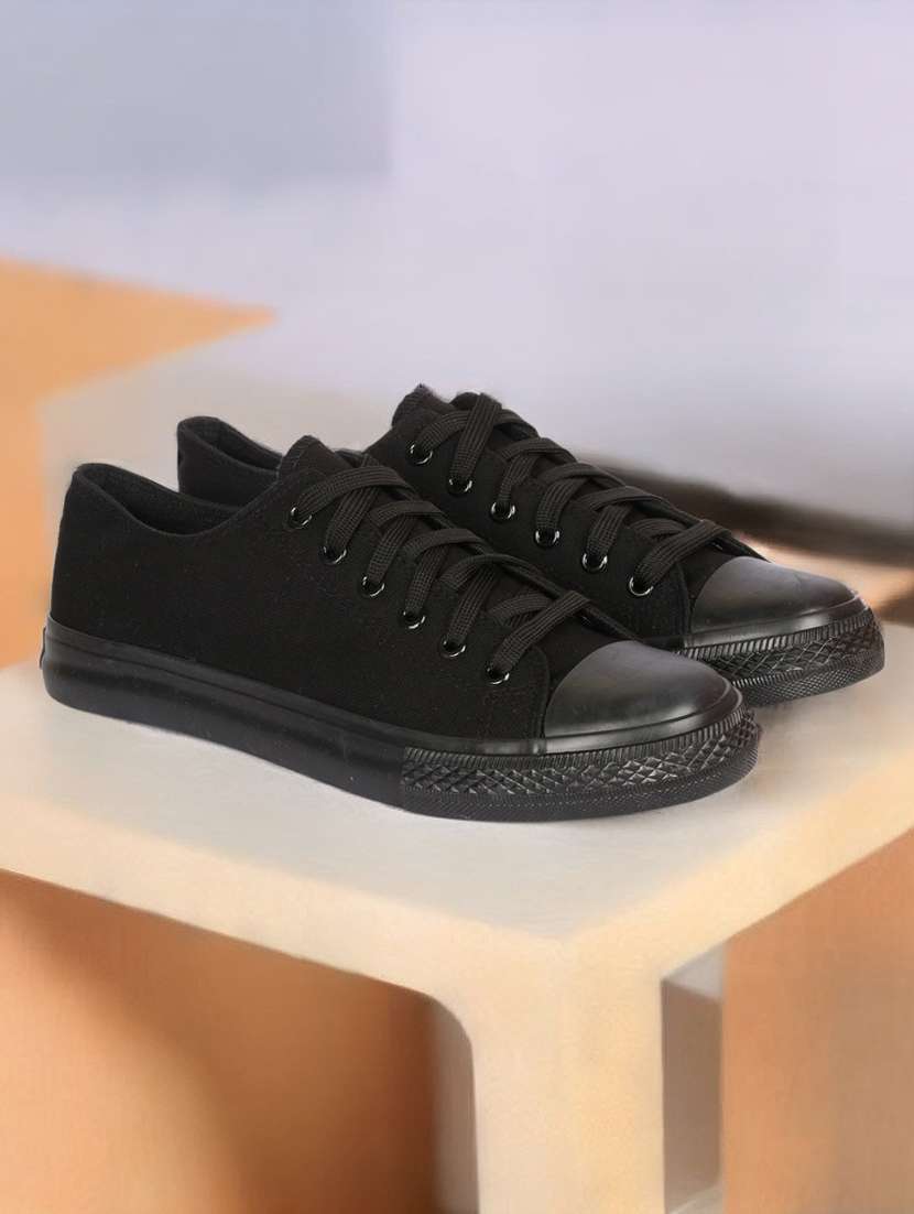 black canvas laceup sneakers