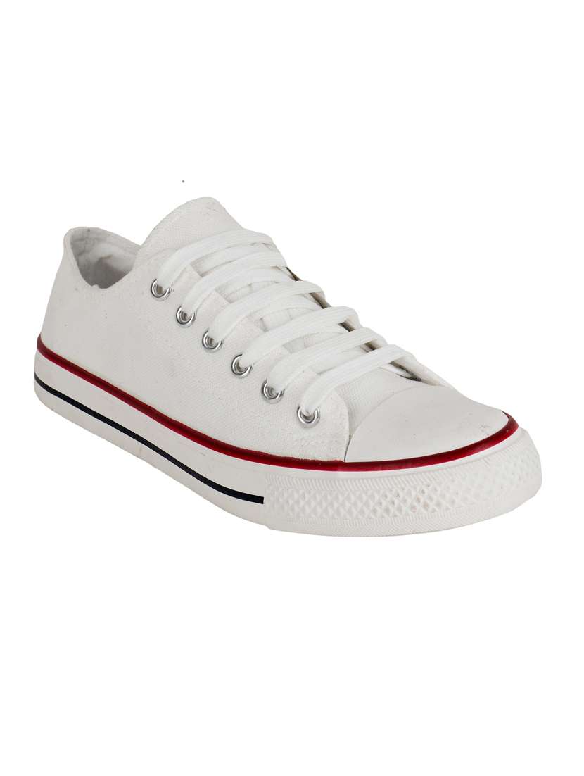 women solid white lace-up sneaker - 20425673 -  Standard Image - 1