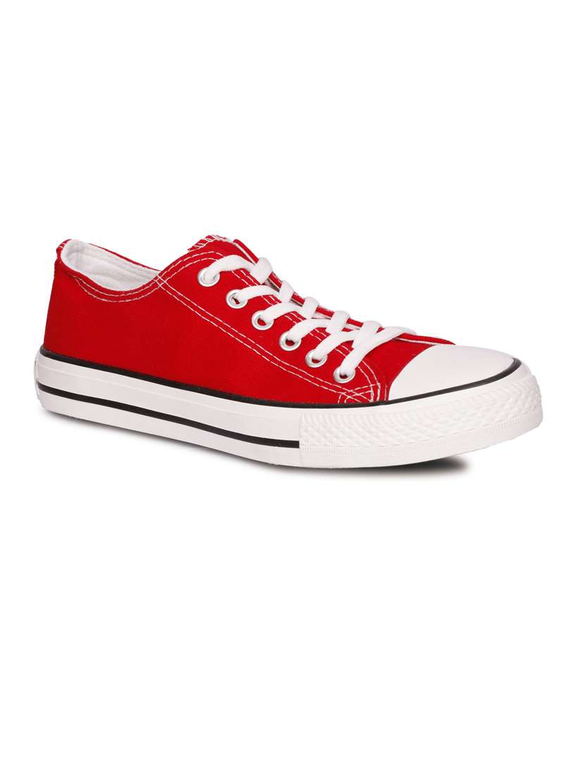 women solid red lace-up sneaker - 20425674 -  Standard Image - 1
