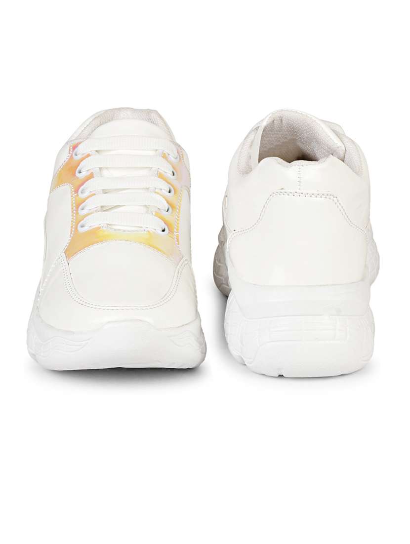 women solid white lace-up sneaker - 20425688 -  Standard Image - 4