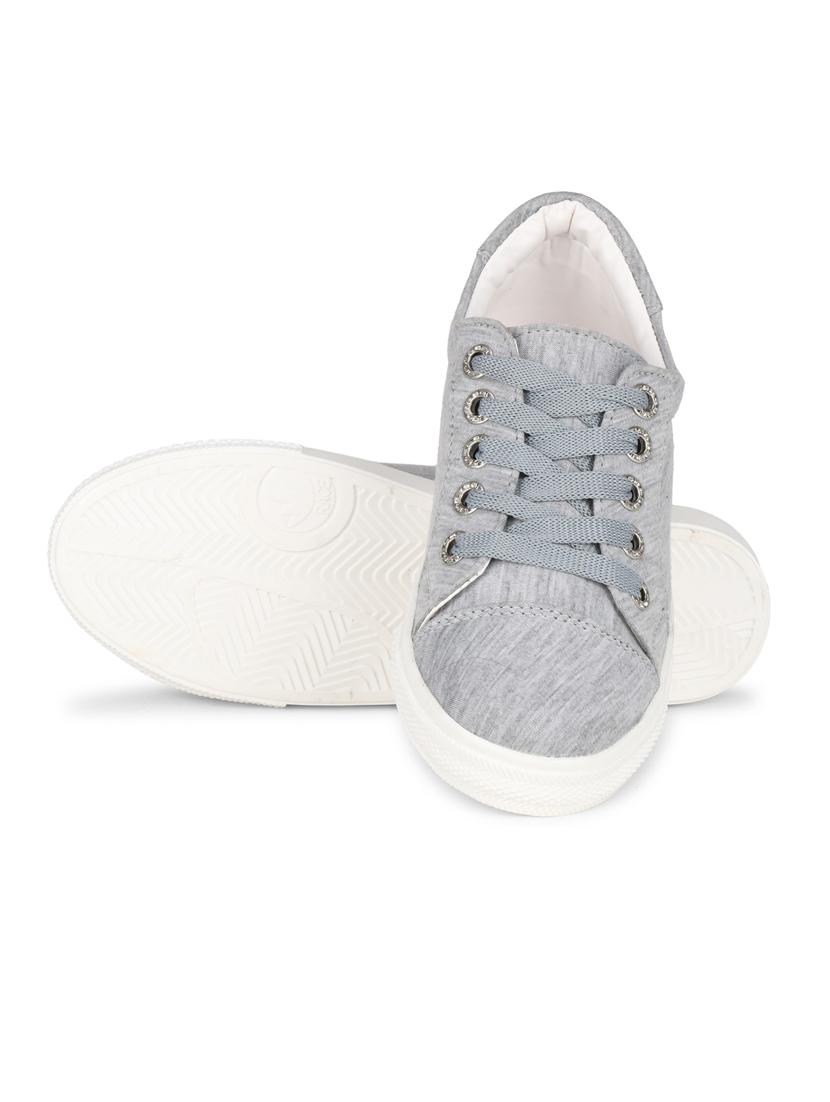 women solid grey lace-up sneaker - 20425692 - Standard Image - 1