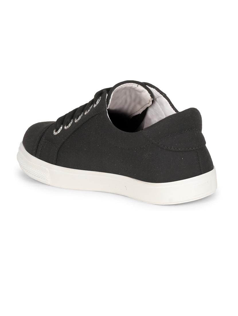 women solid black lace-up sneaker - 20425695 - Standard Image - 1
