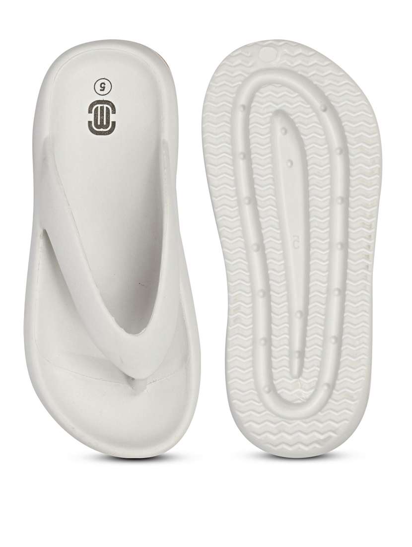 women solid white flip flops - 20425726 - Standard Image - 1
