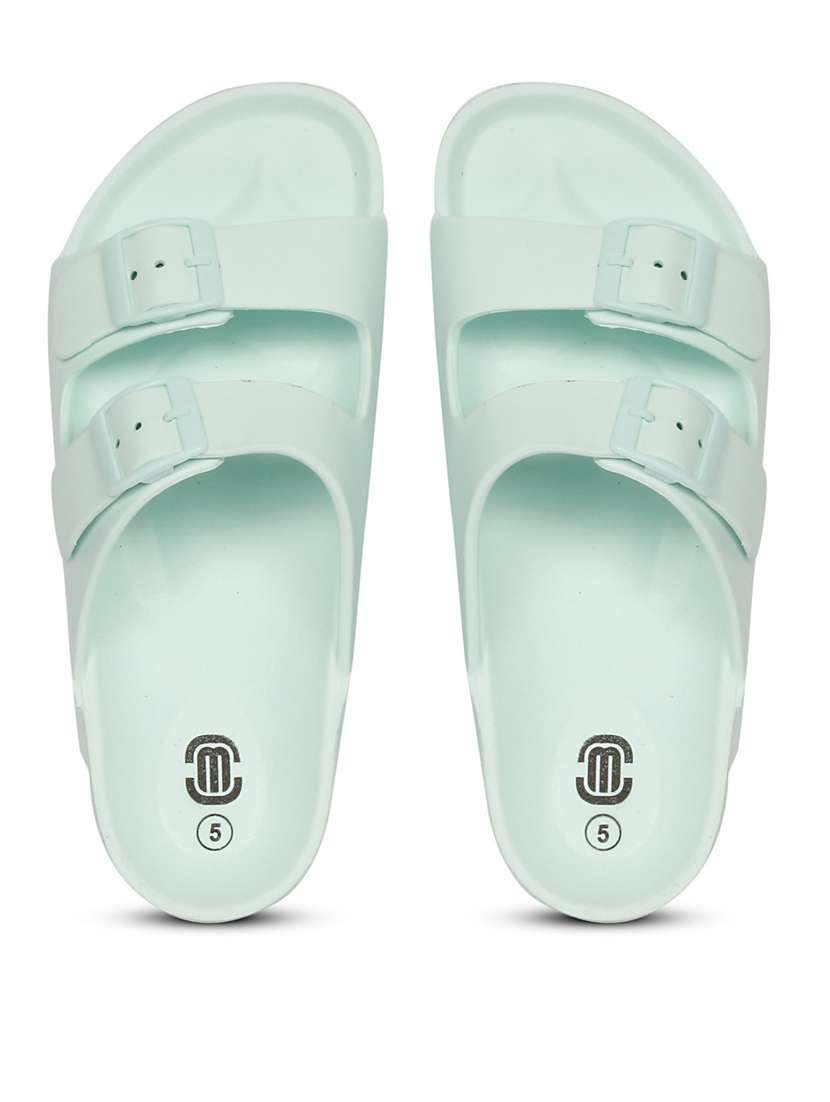 women solid turquoise flip flop - 20425733 -  Standard Image - 1