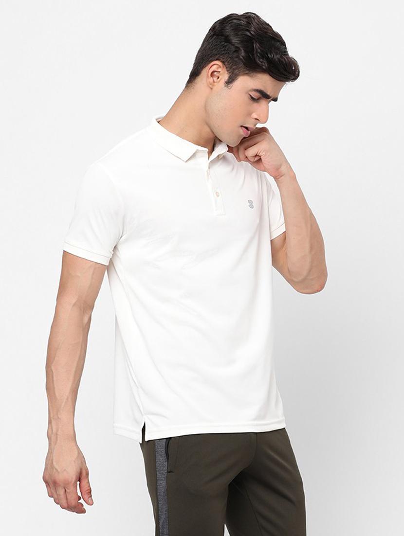 men solid white polyester polo t-shirt - 20425916 - Standard Image - 1