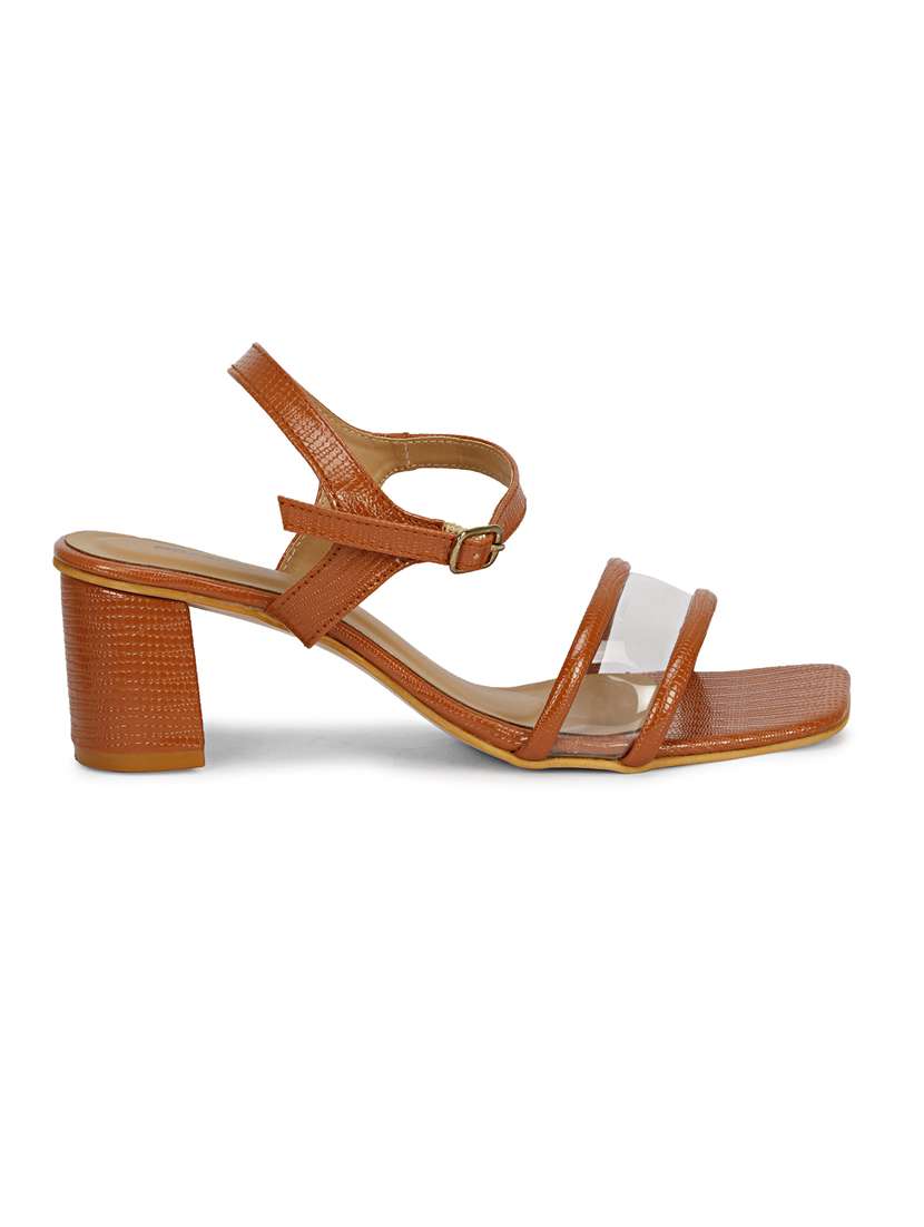 women bronze block heel sandal - 20425997 - Standard Image - 1