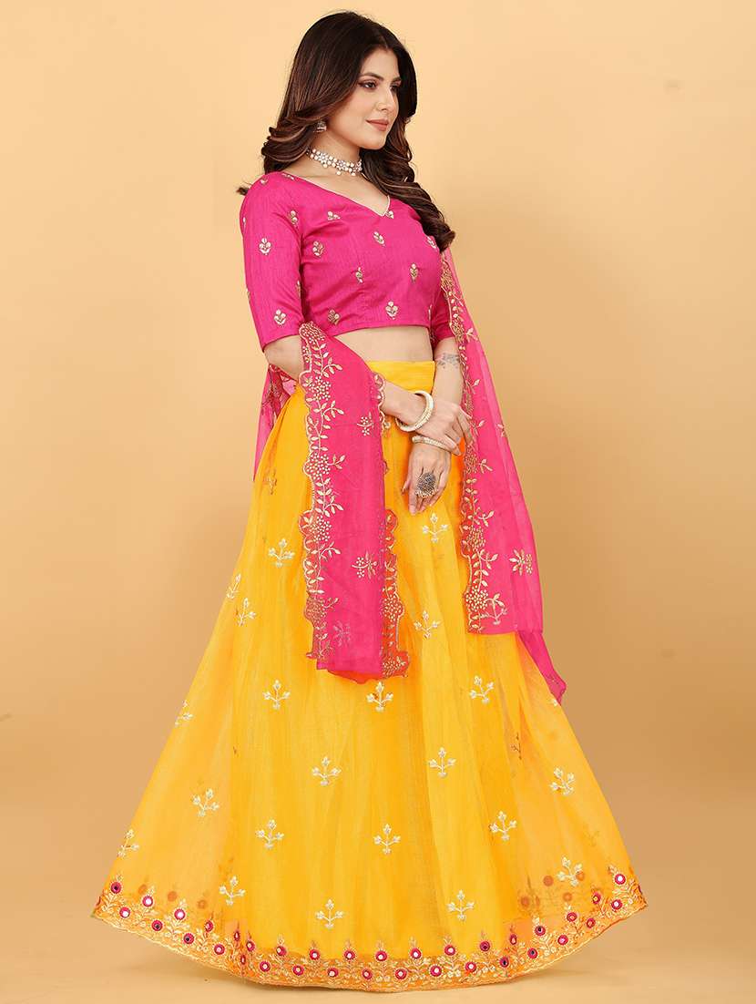 women yellow semi-stitched lehenga choli - 20426586 - Standard Image - 1