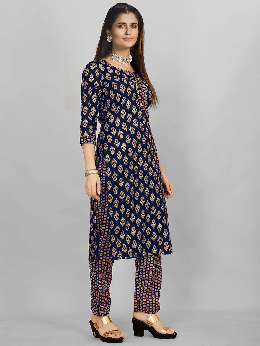 navy blue kurta pant set - 20426593 -  Standard Image - 1