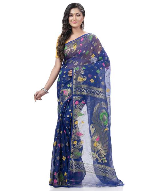 women's self design blue colored saree with blouse - 20427145 -  Standard Image - 0