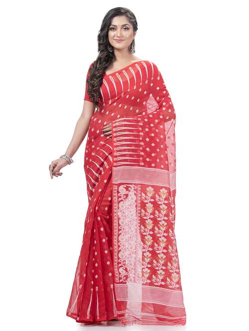 women's self design red colored saree with blouse - 20427150 - Standard Image - 0