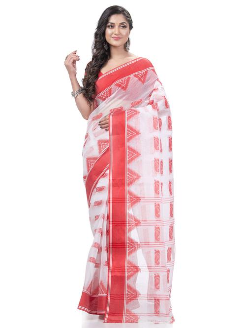 women's self design white colored saree with blouse - 20427159 -  Standard Image - 0