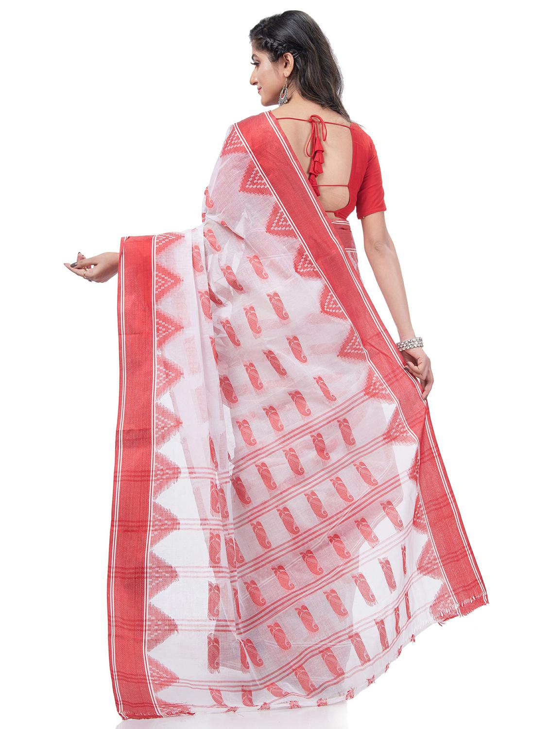 women's self design white colored saree with blouse - 20427159 -  Standard Image - 1
