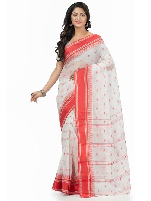women's printed white colored saree with blouse - 20427168 -  Standard Image - 0