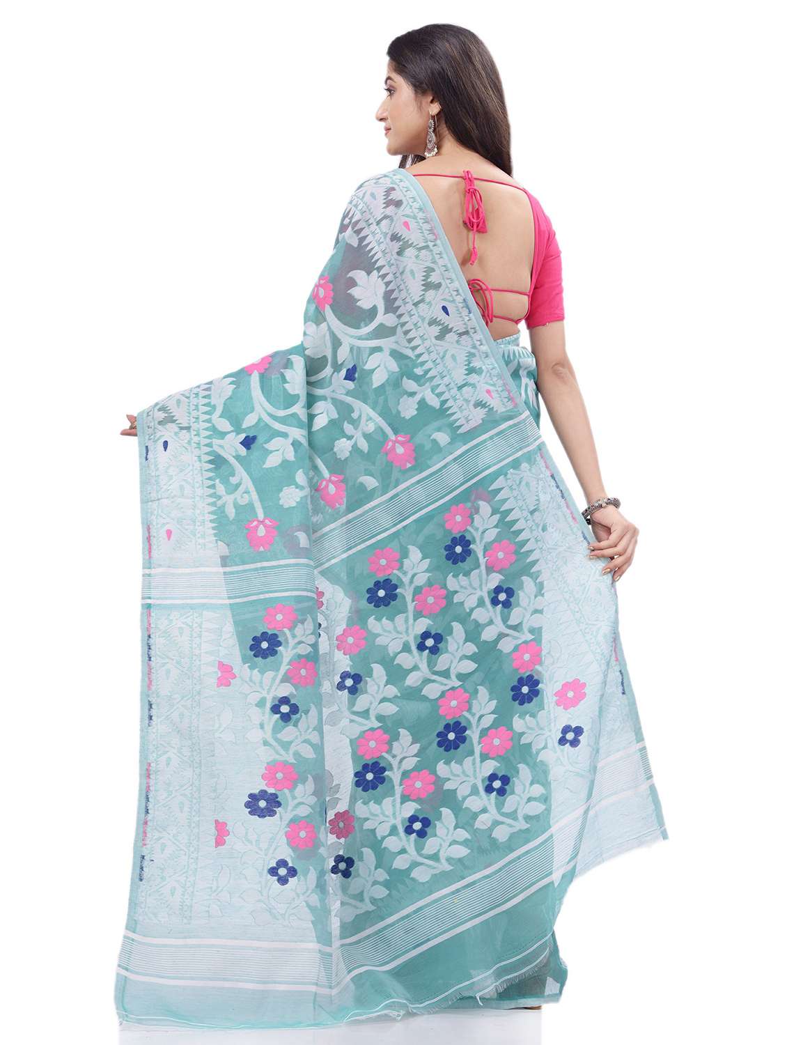 women's self design light blue colored saree with blouse - 20427170 -  Standard Image - 1