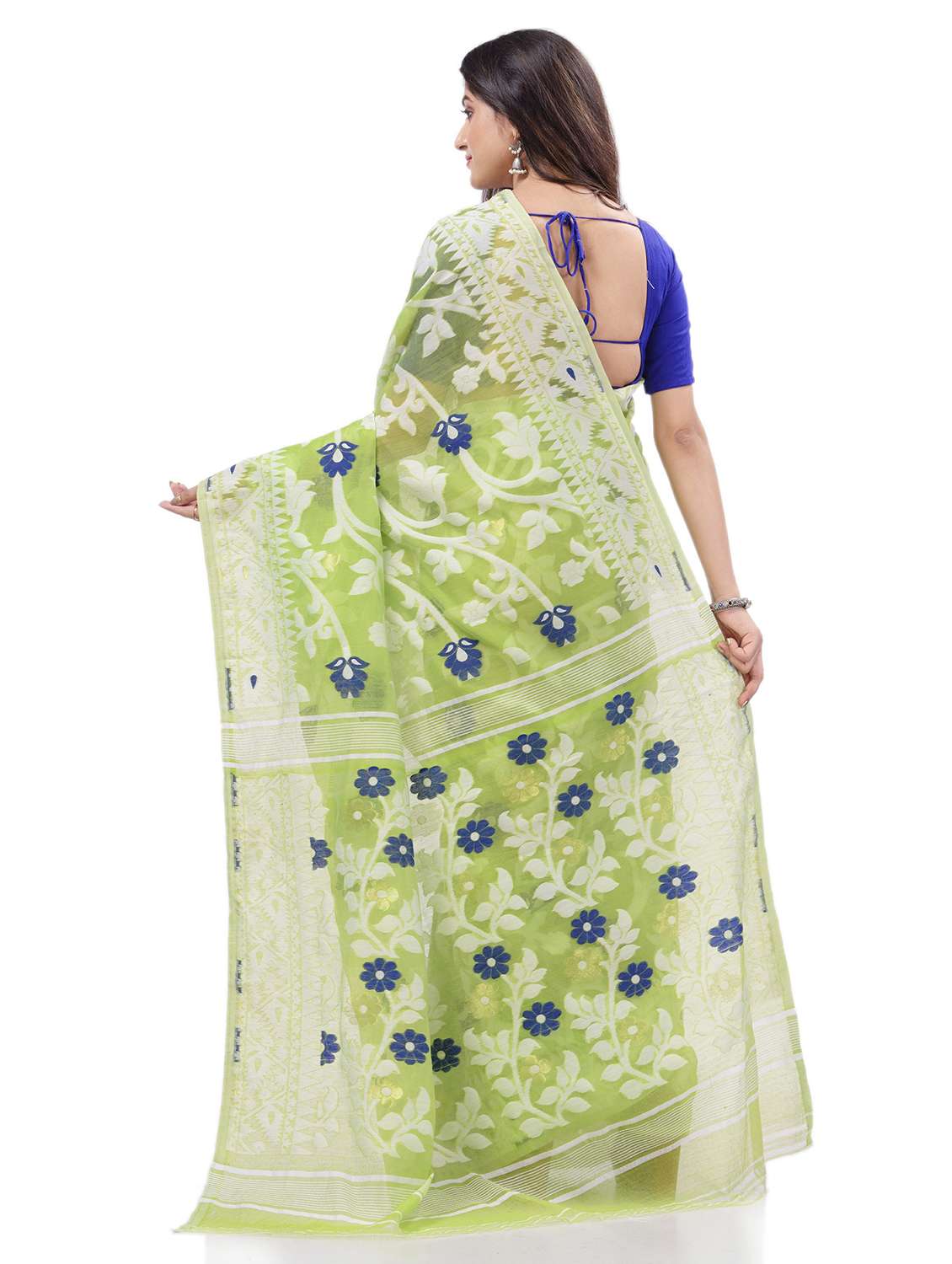 women's floral lime colored saree with blouse - 20427174 -  Standard Image - 1