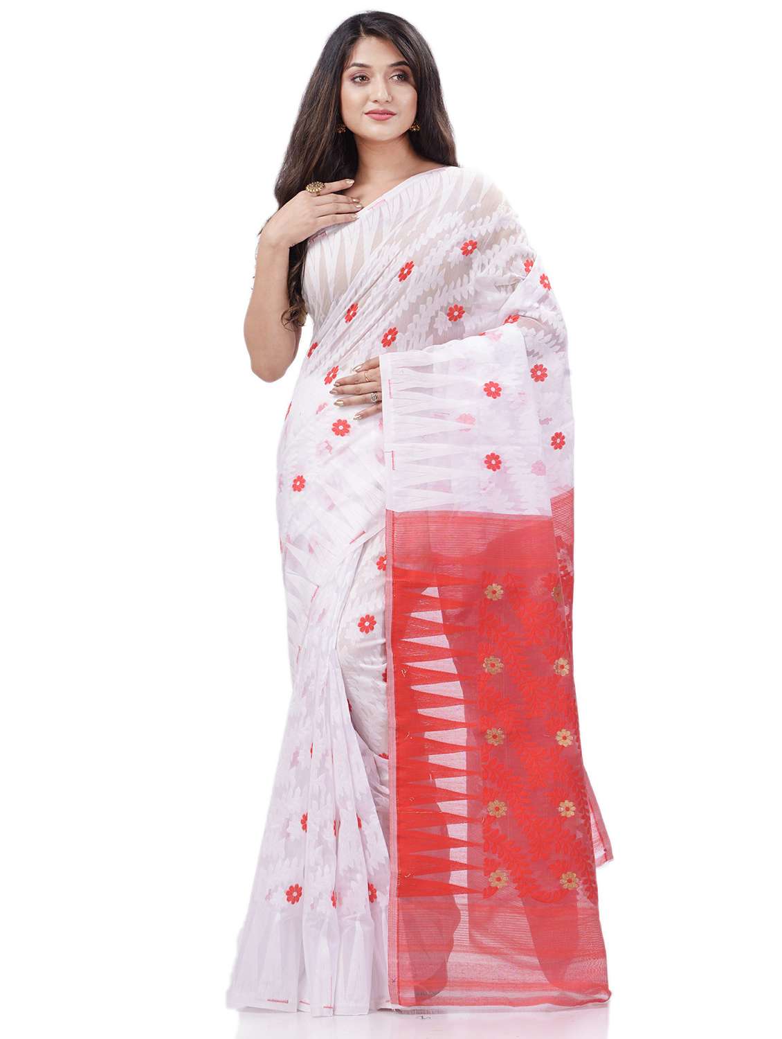 women's self design white colored saree with blouse - 20427175 - Zoom Image - 0