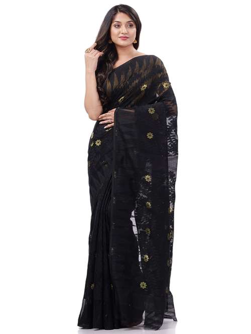 women's self design black colored saree with blouse - 20427179 - Standard Image - 0