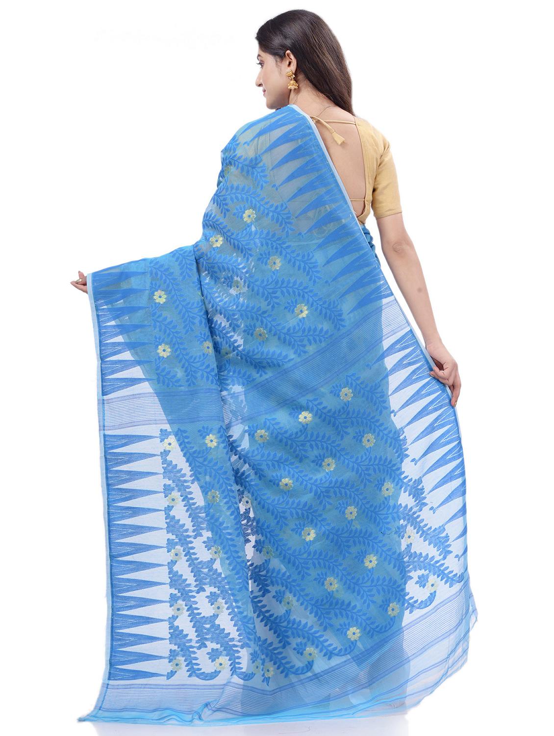 women's self design blue colored saree with blouse - 20427182 - Standard Image - 1