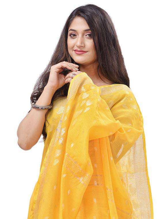 women's self design yellow colored saree with blouse - 20427193 -  Standard Image - 1