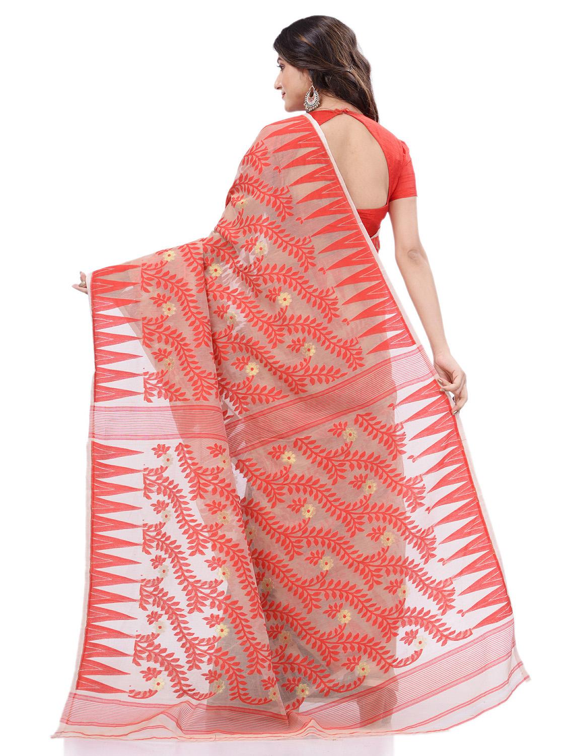 women's self design peach colored saree with blouse - 20427213 - Standard Image - 1