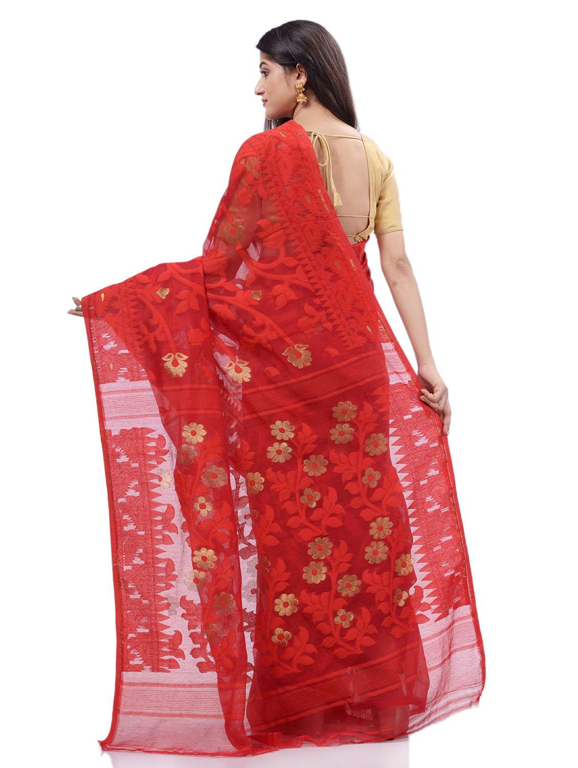 women's self design red colored saree with blouse - 20427224 -  Standard Image - 1
