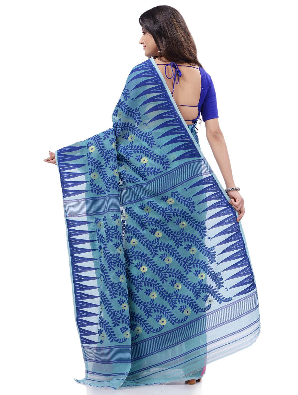 women's printed blue colored saree with blouse - 20427231 - Standard Image - 1