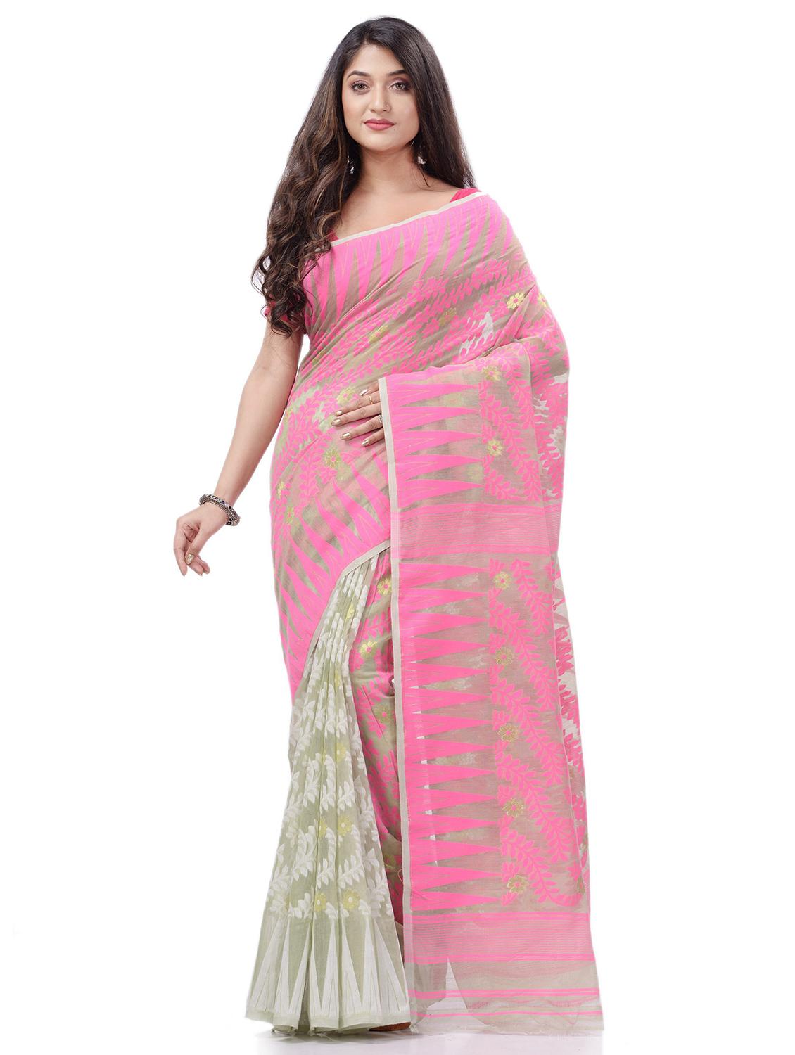 women's self design pink colored saree with blouse - 20427232 - Zoom Image - 0