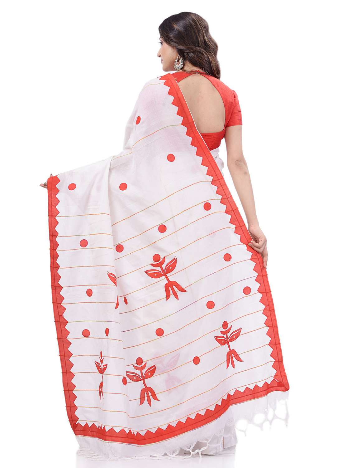 women's self design white colored saree with blouse - 20427233 -  Standard Image - 1