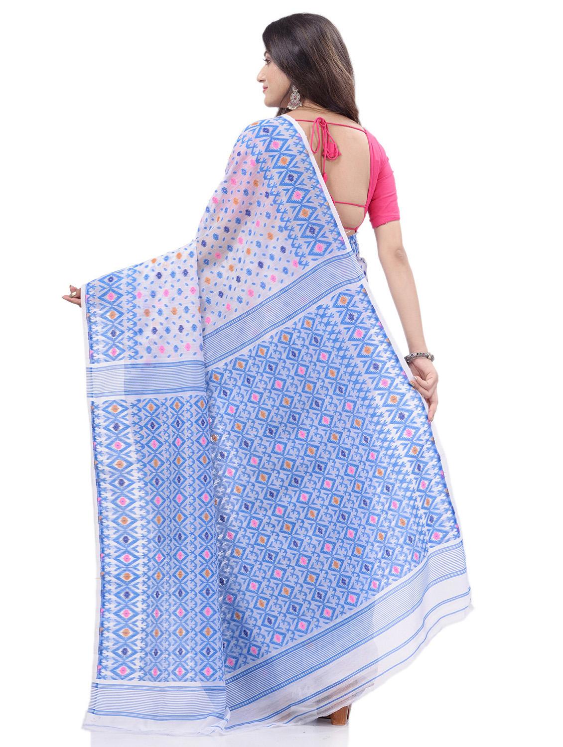 women's printed light blue colored saree with blouse - 20427236 -  Standard Image - 1