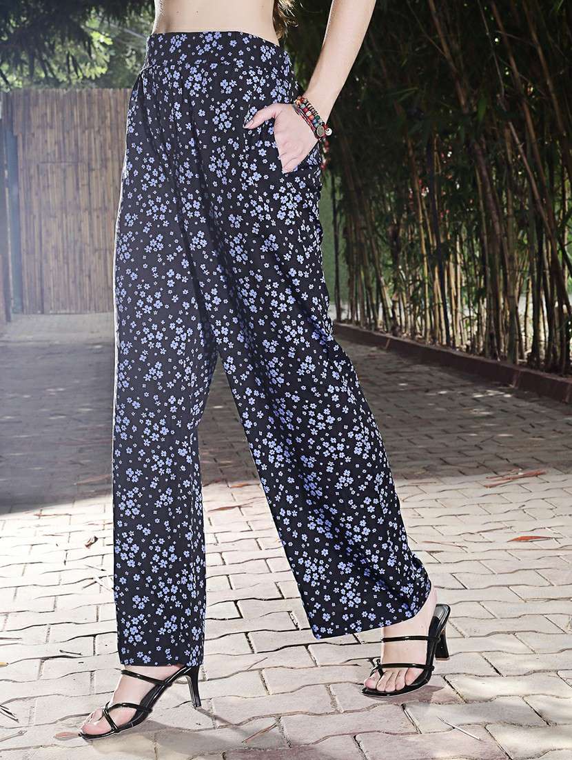women multi color polyester flat front trouser - 20427322 -  Standard Image - 1