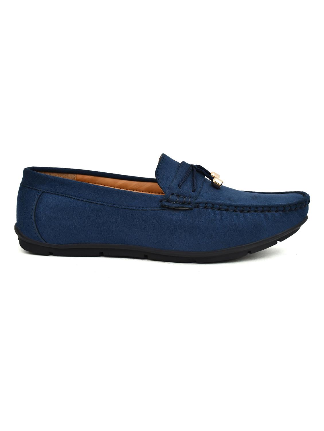 men solid navy blue suede slip on loafer - 20427419 - Standard Image - 1
