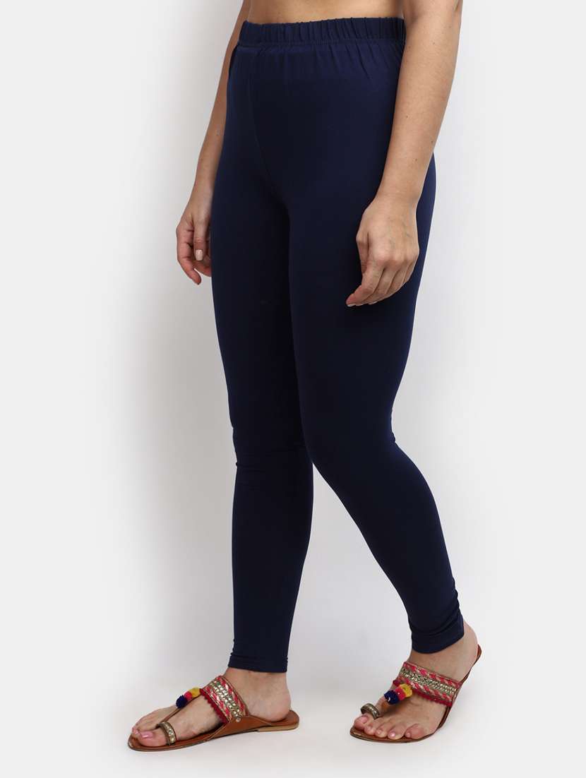 navy blue solid full length legging - 20428181 -  Standard Image - 1