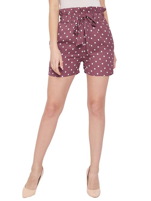 purple crepe regular shorts - 20428211 -  Standard Image - 0