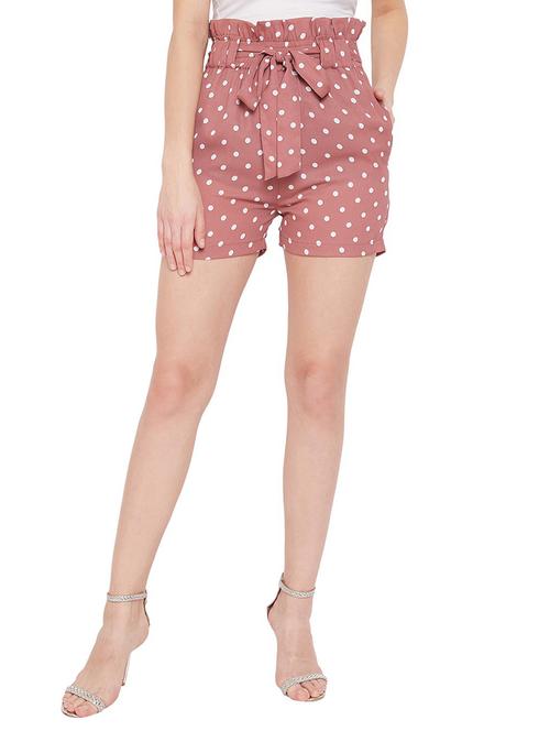pink crepe regular shorts - 20428212 -  Standard Image - 0